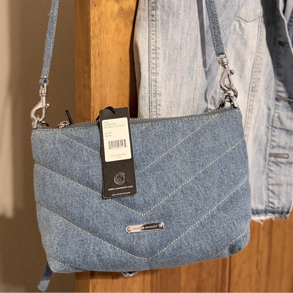 Rebecca Minkoff Chevron Denim Crossbody Bag - Picture 2 of 6